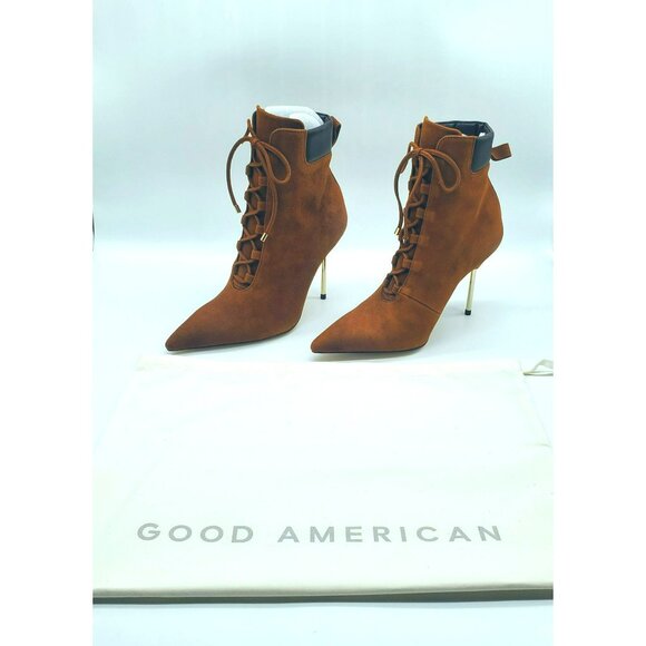 Good American Shoes - Good American “Scandal” Size 5 Lace Up High Heel Booties Stiletto Ankle Boots